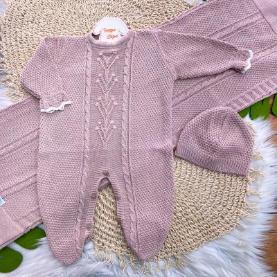 Saída de Maternidade 3 Peças Garden - Rose Manta Trança